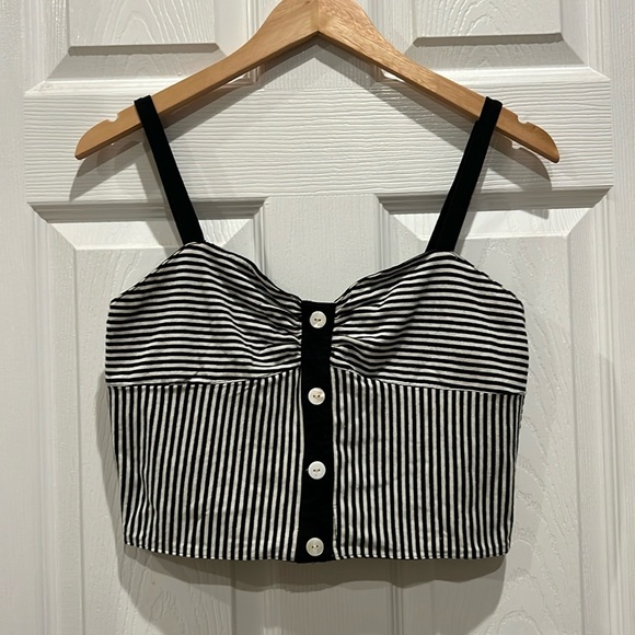 MINKPINK Cropped Striped Tank Top - Picture 1 of 8